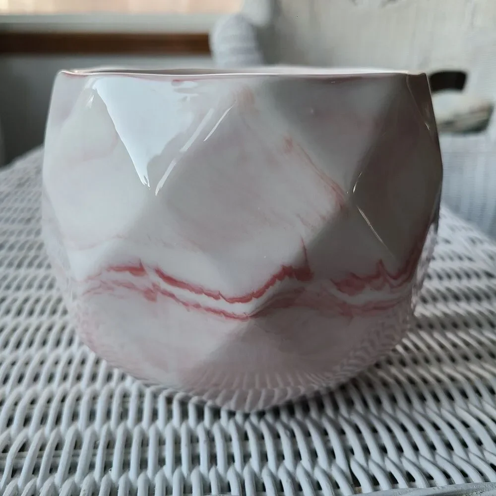 Marble Look Designer Ceramic Planter Vase Floral Foliage Pot Valentine's Day